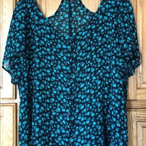 Torrid Skull Blouse Black & teal/green.